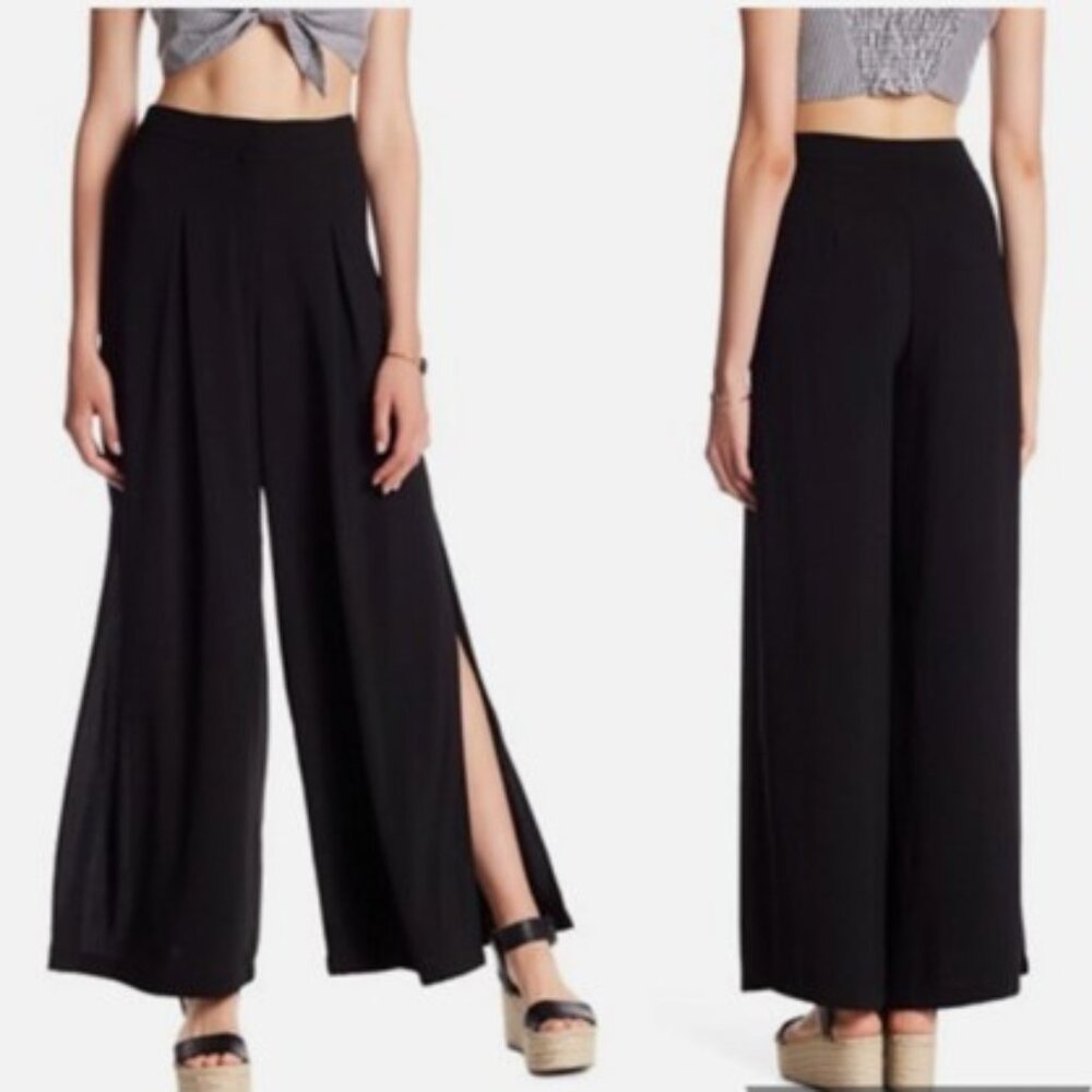 🔥 NWT RARE DO+BE High Rise Front Slit Wide Leg Pant in Black - Size M